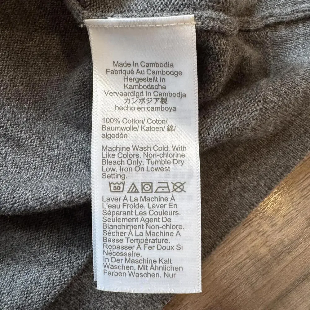J.Crew Pullover Sweater‎ Chest Stripe Gray 100% Cotton XL Y2K Style Casual